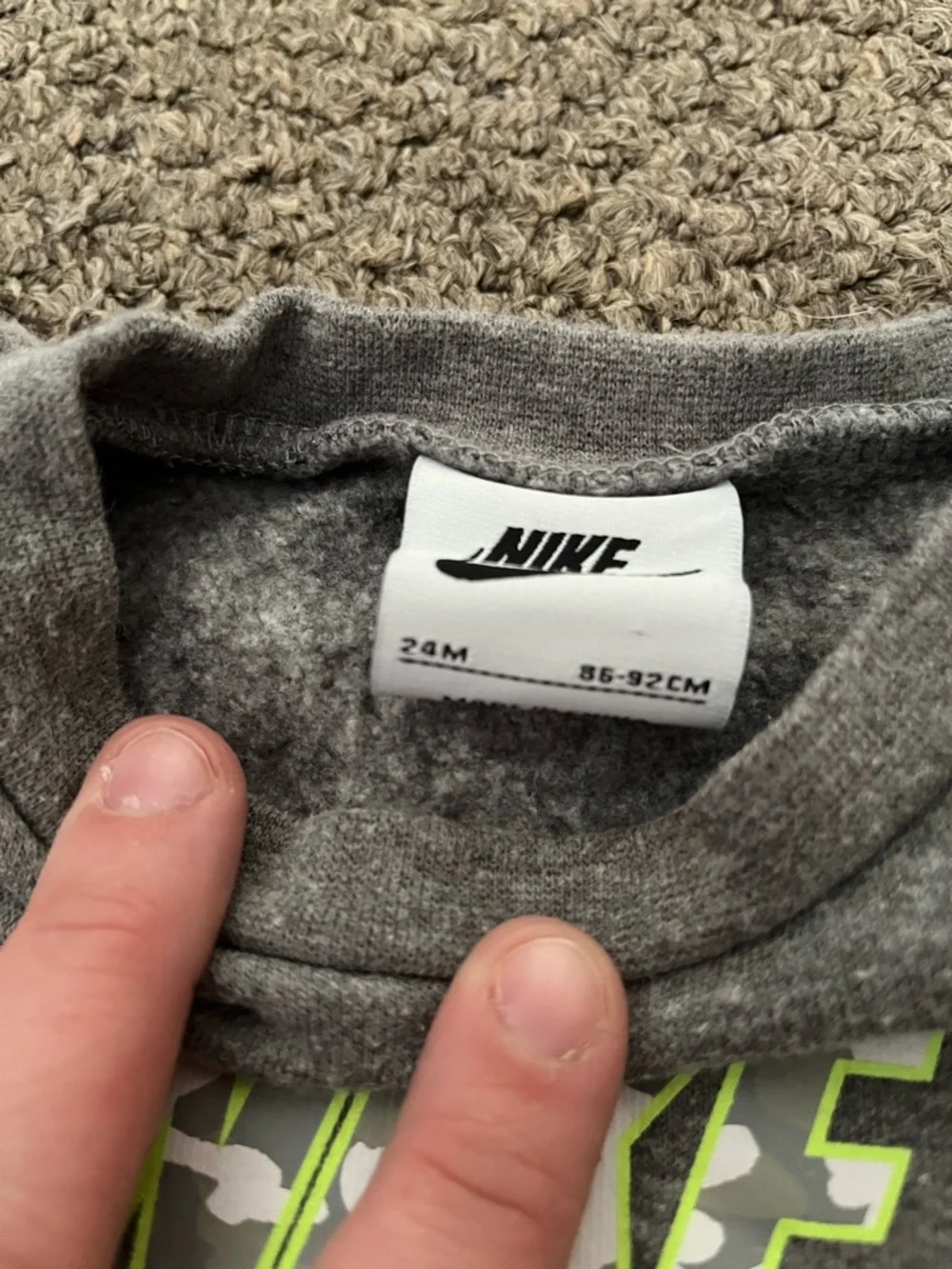 Nike Kids Gray Sweatshirt and Joggers with Neon Green Logo - Picture 4 of 4